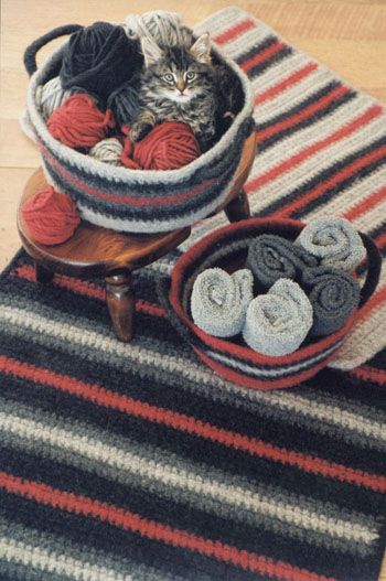 Fiber Trends Crocheted Felt Rug & Basket Pattern 216